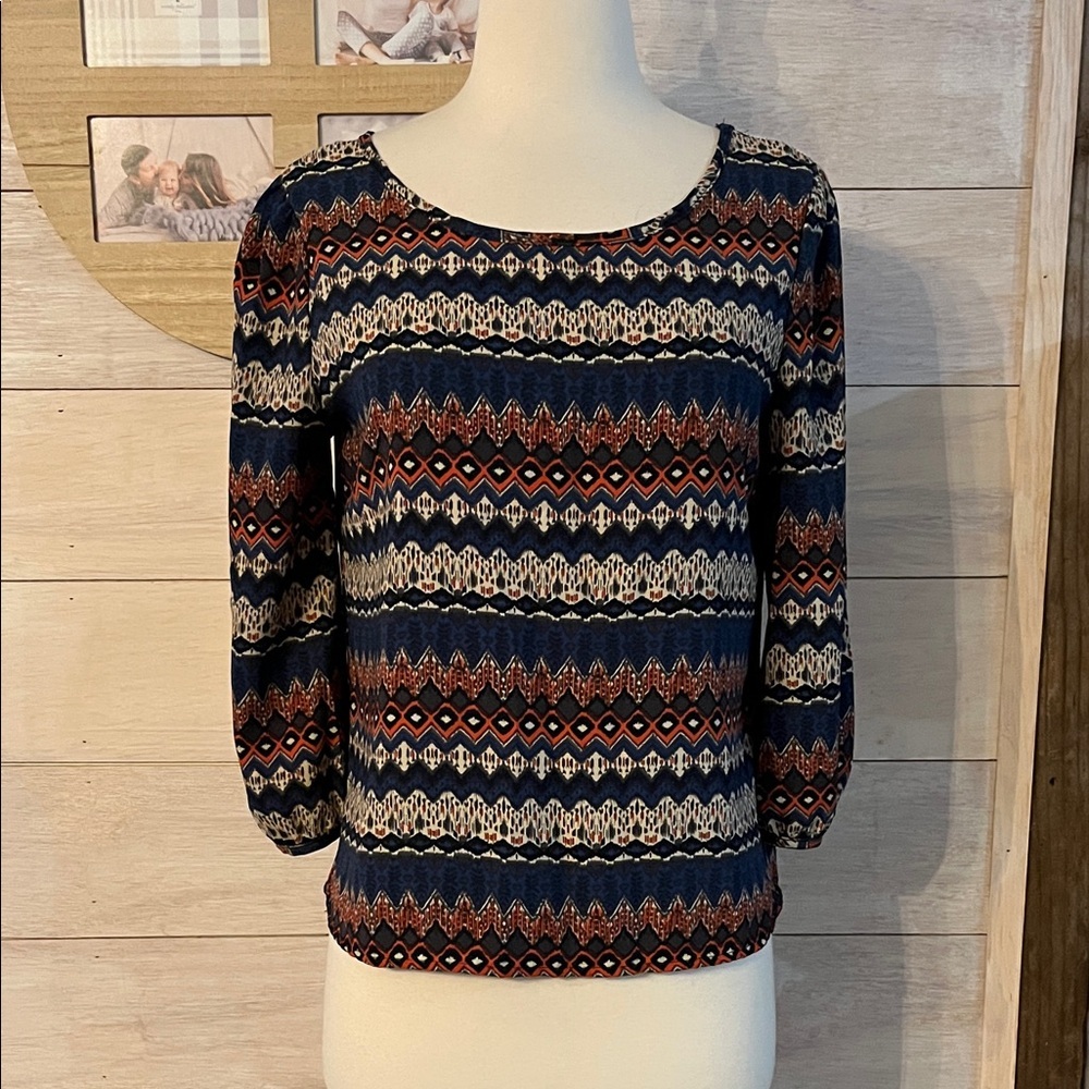 Yo-yo 5 Patterned Women's Top - Blue L
